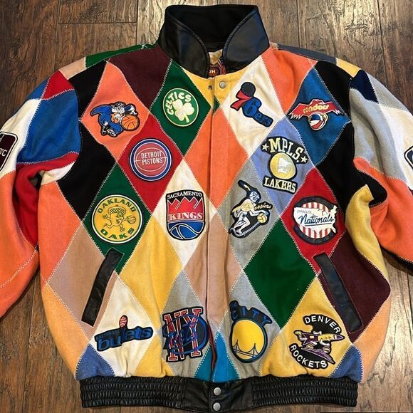 NBA BASKETBALL HARDWOOD CLASSICS HAMILTON LEATHER ABA PATCH JACKET 4XL GUC - Picture 2 of 15